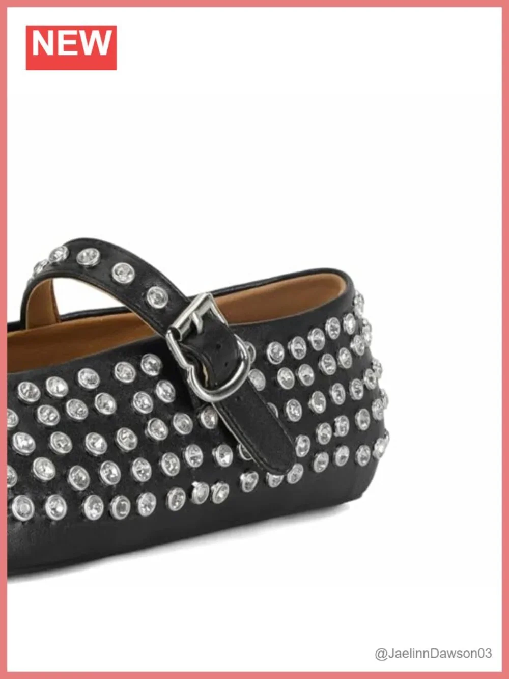 Rhinestone Ballet Flats for Women, Crystal Mary Jane Ballerina Shoes, Round Toe